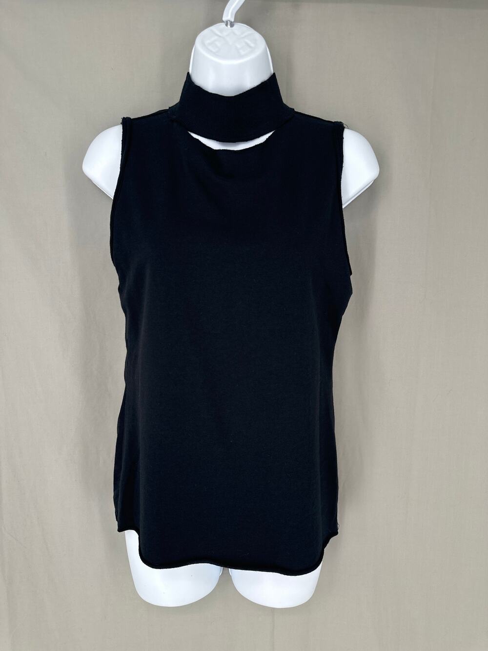 Sundays Anthropologie Top Womens Small Black Mock Neck Cutout Whimsigoth Stretch